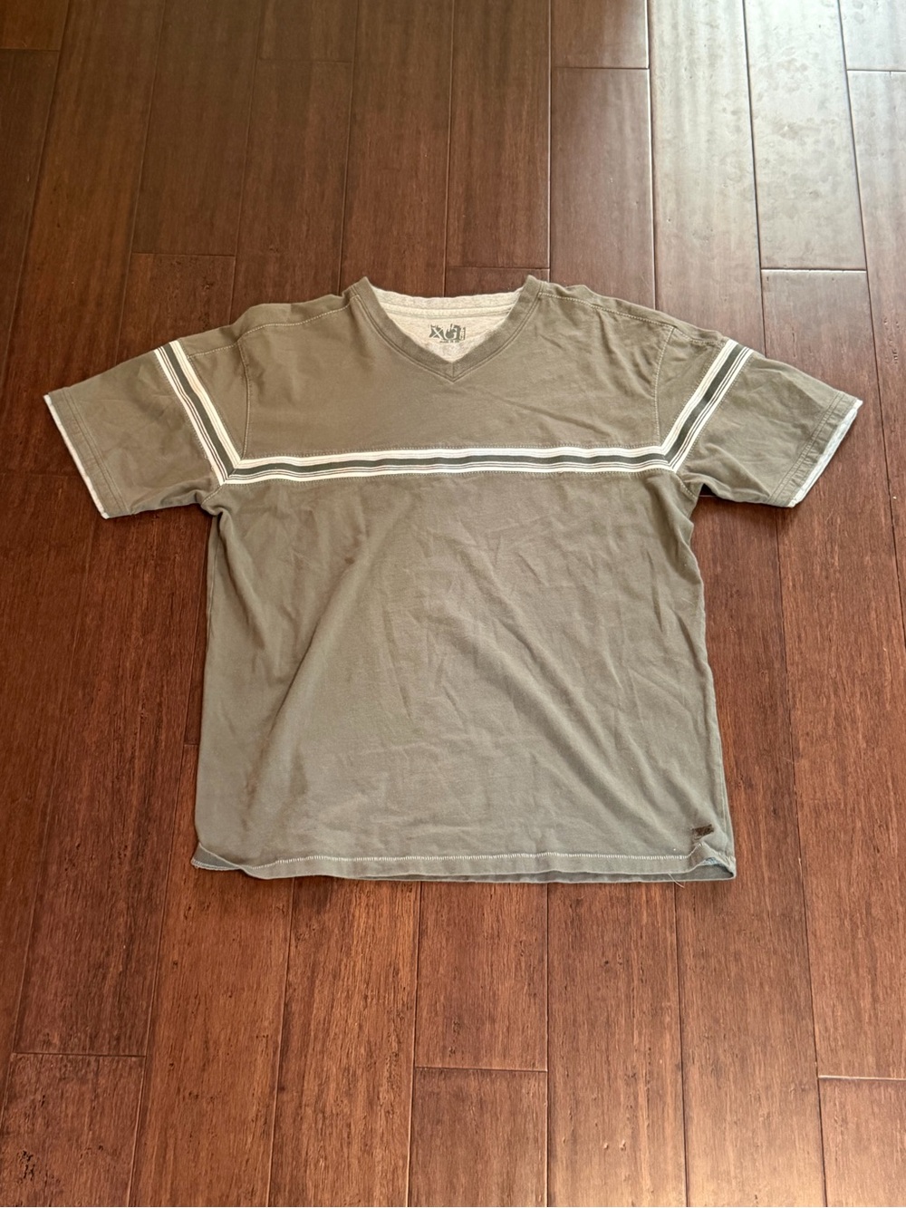 Xg Men's Olive Green Short Sleeve Tee with Stripes